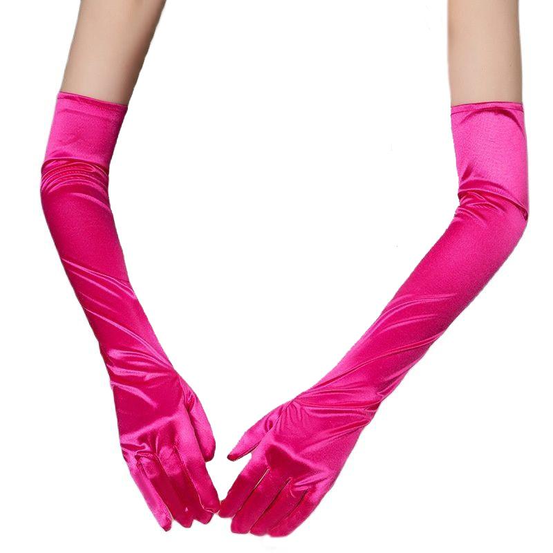 

55см Длинный Разрез Сатин Высокая Эластичность Однотонный Хэллоуин Сексуальный Танец на Пилоне Вечернее Платье Аксессуары Этикета Драйв Косплей Перчатки One Size