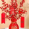 Fortune Red Fruit Floral Arrangement - Artificial Flowers for Living Room, New Year, Wedding, or Housewarming Decoration