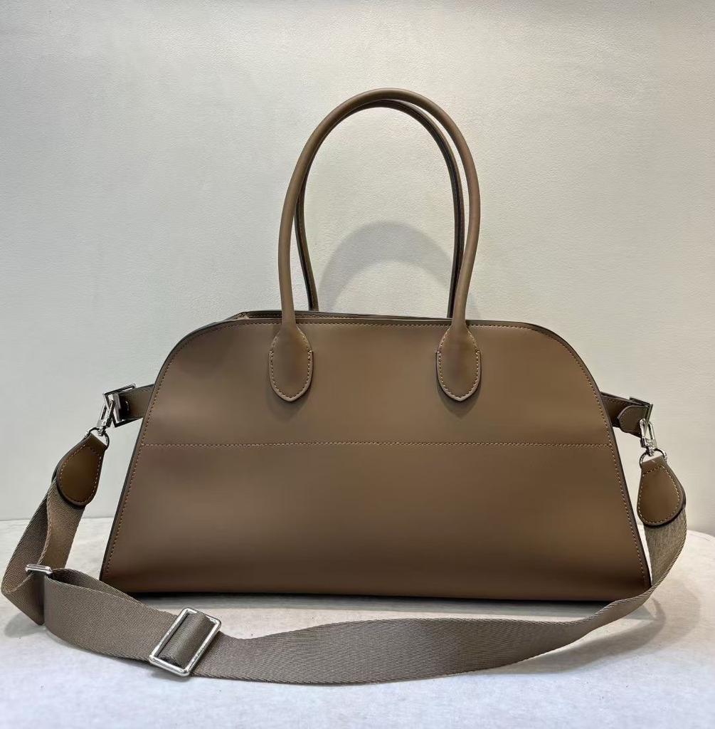 Leather bag 2025 autumn/winter new style large capacity handbag, wide shoulder strap single-shoulder crossbody bag, large tote bag for commuting