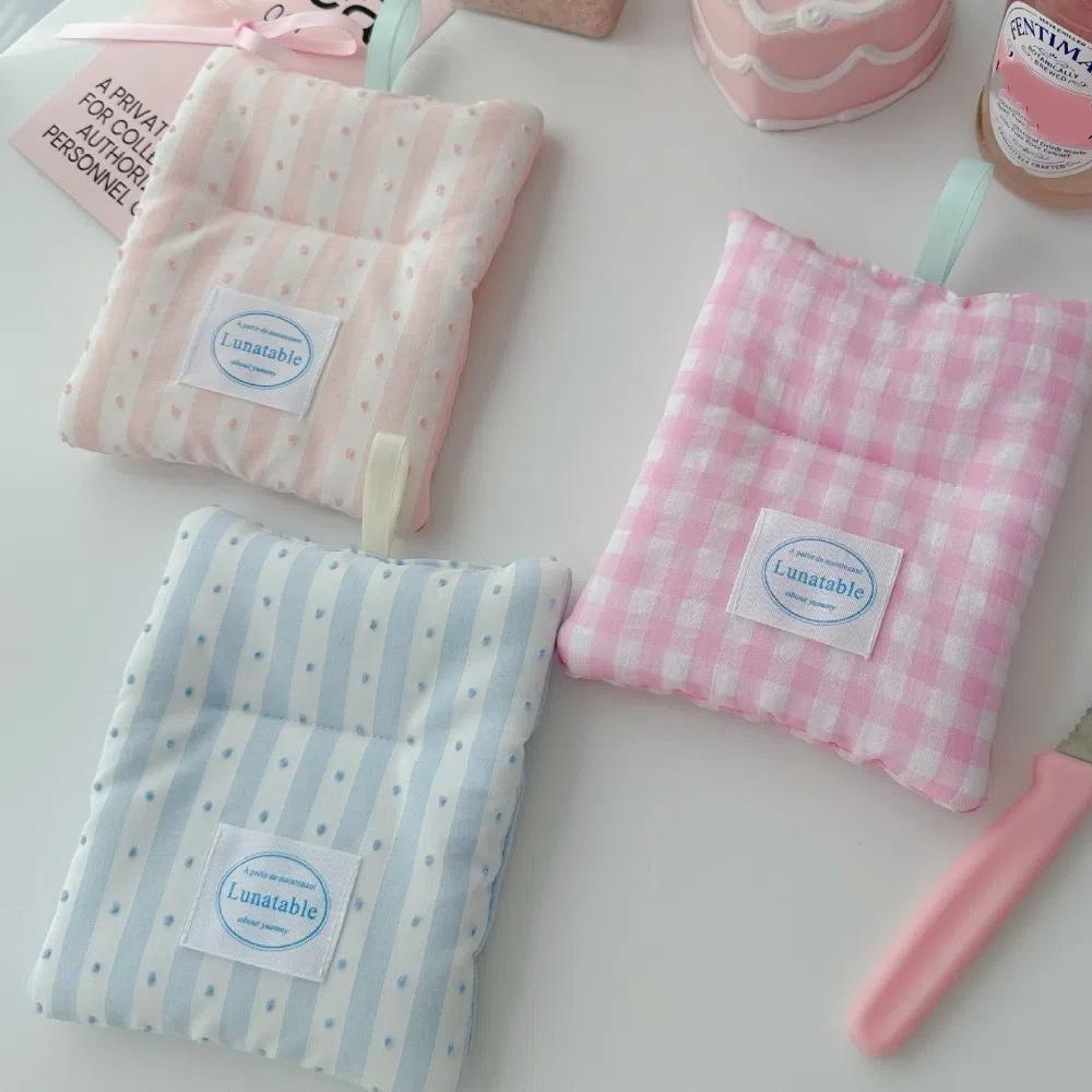 Ins Style Grid Pattern Coaster Portable Cotton Cloth Insulation Pad Drink Coasters  Home Decoration