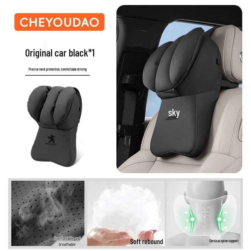 Peugeot Car Headrest Lumbar & Neck Support Pillow for 2008, 4008, 5008, 408, 508L, e2008 Models.