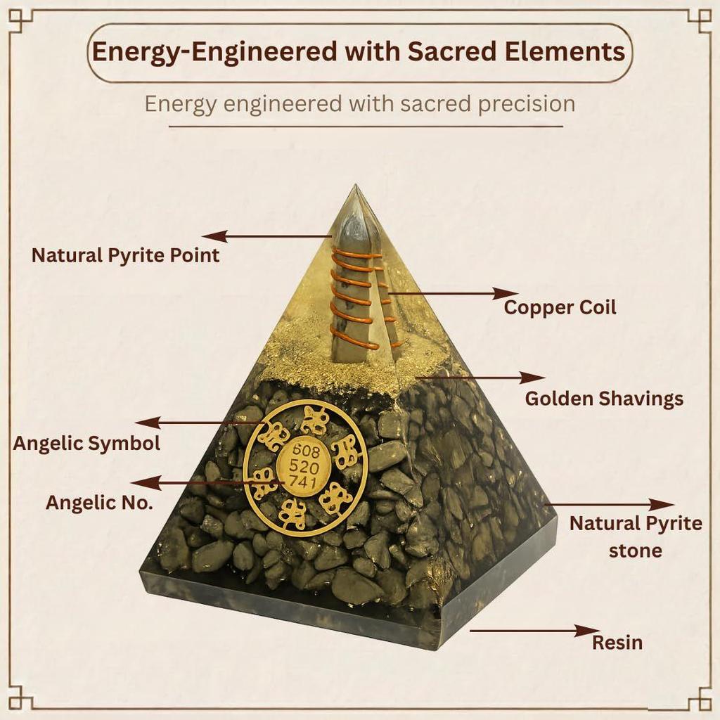 Piramide Nubiana di Pirite per Ricchezza, Prosperità e Successo | Piramide di Pietra Magnete Dorato per Denaro Energizzata per Vastu, Feng Shui e Abbondanza