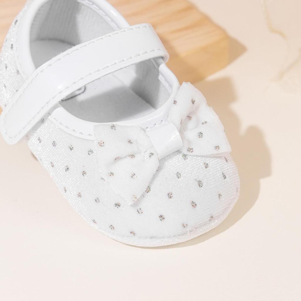 2025 Girls' Velvet Bow Princess Walker Shoes - Soft Sole, Korean Style