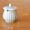 Stylish ceramic condiment container with lid and bamboo suitable for commercial or home Made in Japan by Arita spoon, use. ware, "Yoshiki Tokusa"