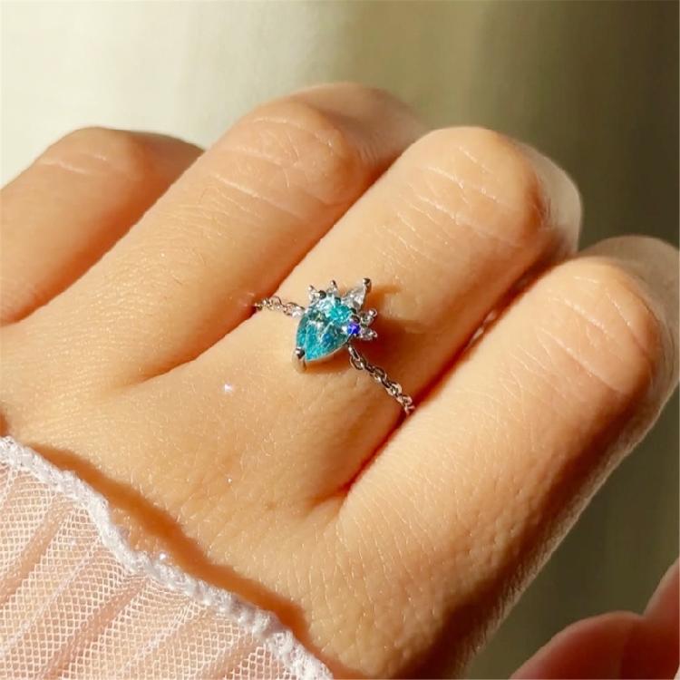Simple Teardrop Rings Adjustable Fashion Chain Rings Opening Rings Copper Texture Suitable for Wedding and Party Wear