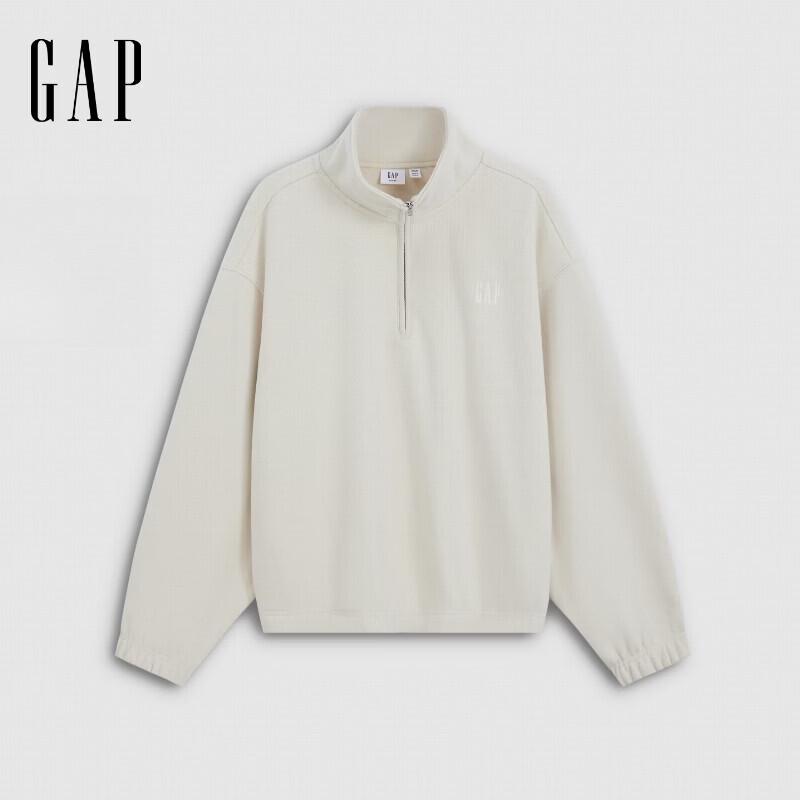 Gap Women's Logo Embroidered Half-Zip Stand Collar Fleece Sweatshirt