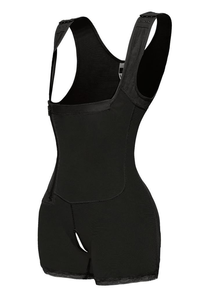 Plus Size Side Zipper Hook Full Body Shaper, Tummy Control Butt Lifter Bodysuit Shapewear