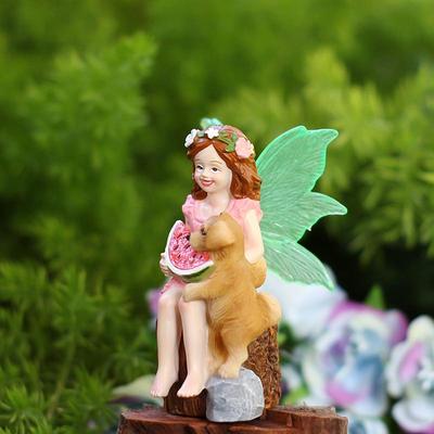 Lustige Feenmädchen-Statue, Feengarten-Zubehör, Harzskulptur für Mikrolandschaft Blumentopf Rasen Hof Garten
