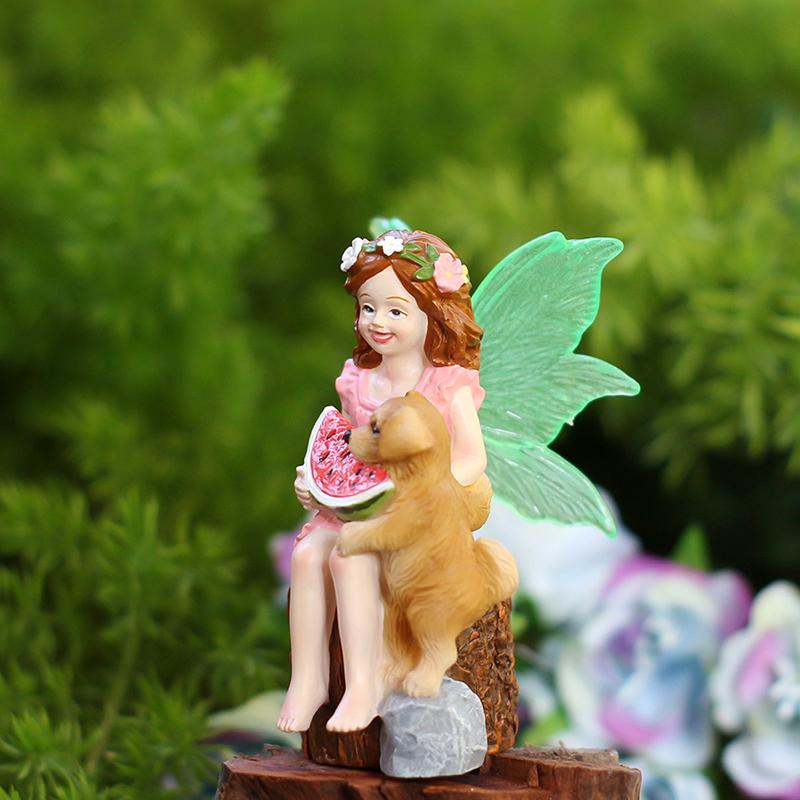 

Забавная статуэтка феи, Аксессуары для сада фей, Скульптура из смолы для микроландшафта, Цветочного горшка, Газона, Двора, Сада Multicolor