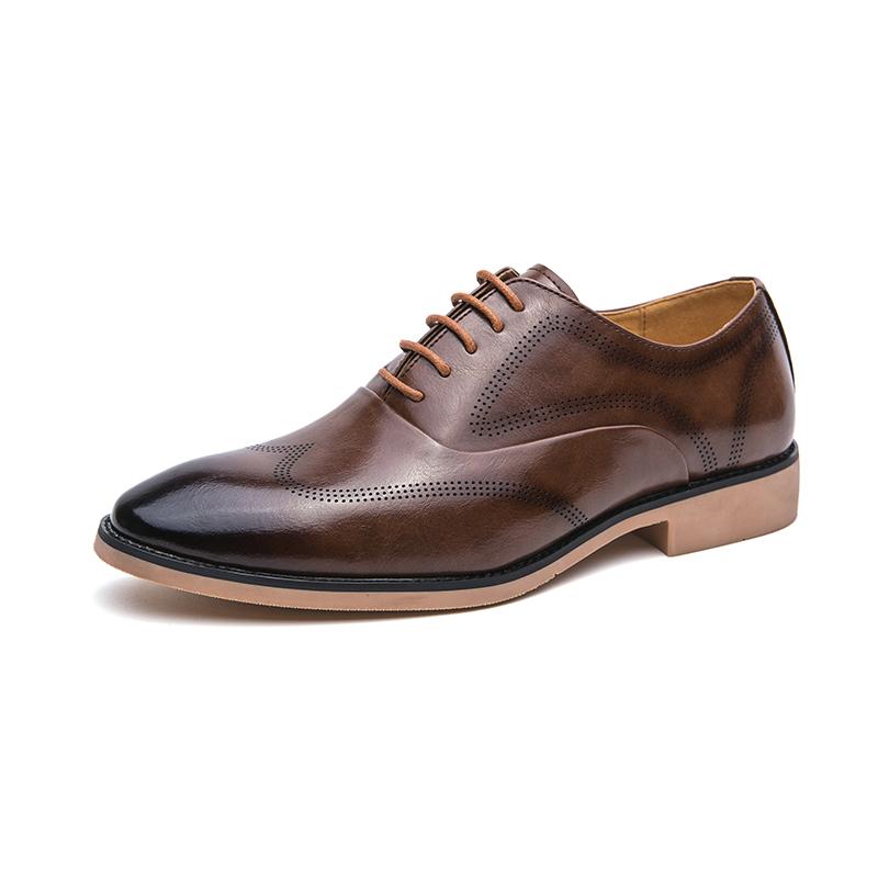 Fashion Designer Brand Men's Business Dress Shoes Simple Fashionable Men's Brogue Shoes European American Style Loafers Lace Up Style