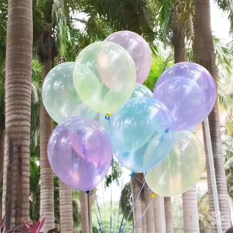 10-Inch Colorful Transparent Crystal Bobo Latex Balloon for Party Decoration