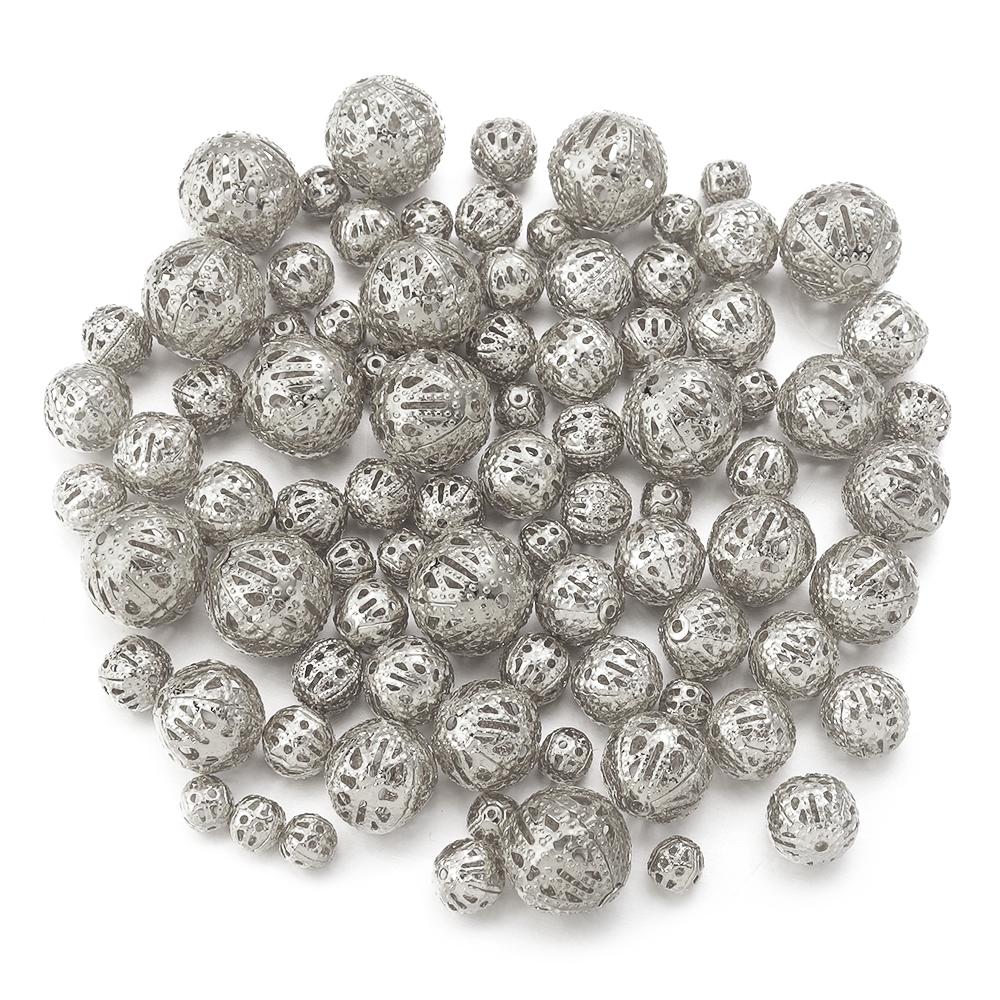 

4 6 8 10 12 14mm Metal Iron Hollow Ball Flower Beads Gold Color Filigree Spacer Round Beads For DIY Jewelry Making Accessories 4mm 100Pcs