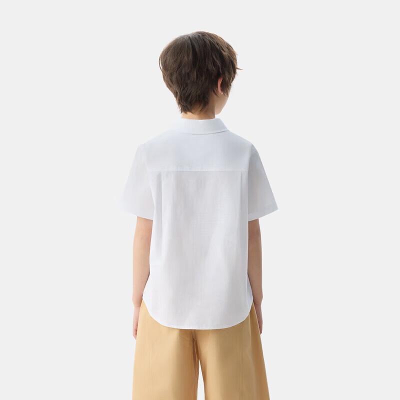 GAP Boys' 2025 Summer Oxford Bear Embroidered Short Sleeve Shirt