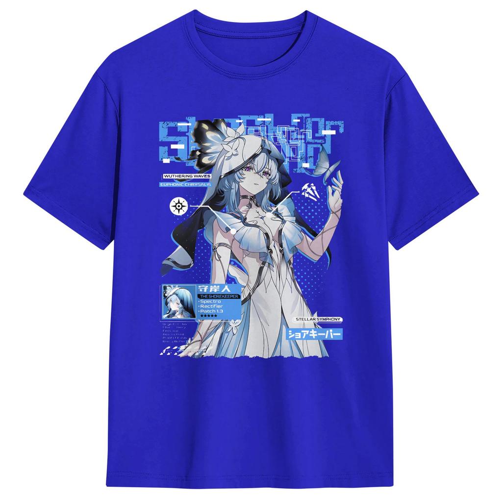 Wuthering Waves Characters Tshirts For Unisex The Shorekeeper Awesome Cotton Tee Shirt Crew Neck Short Sleeve Big Size Clothes
