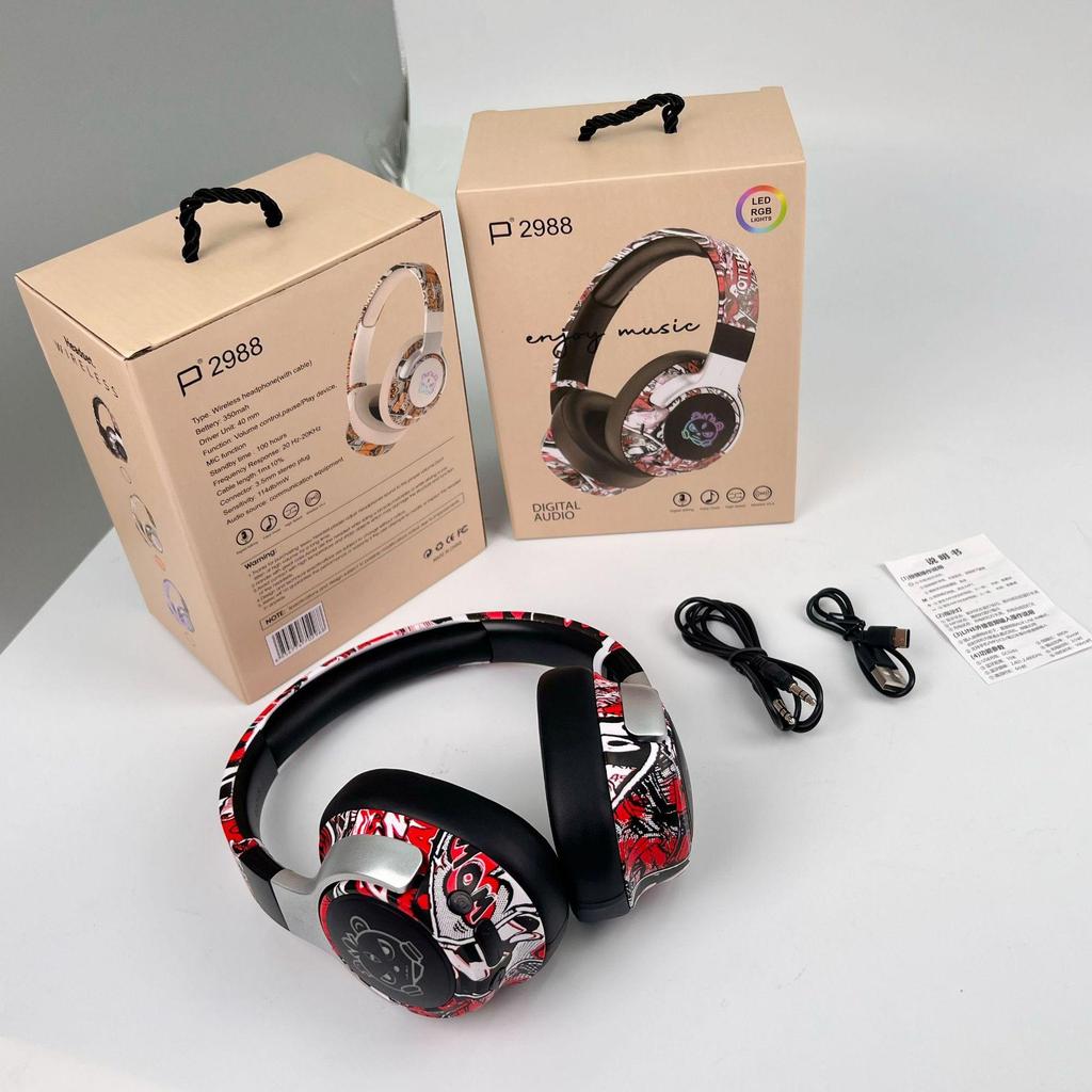 2026 Graffiti Bluetooth Over-Ear Headphones - Long Battery for Gaming