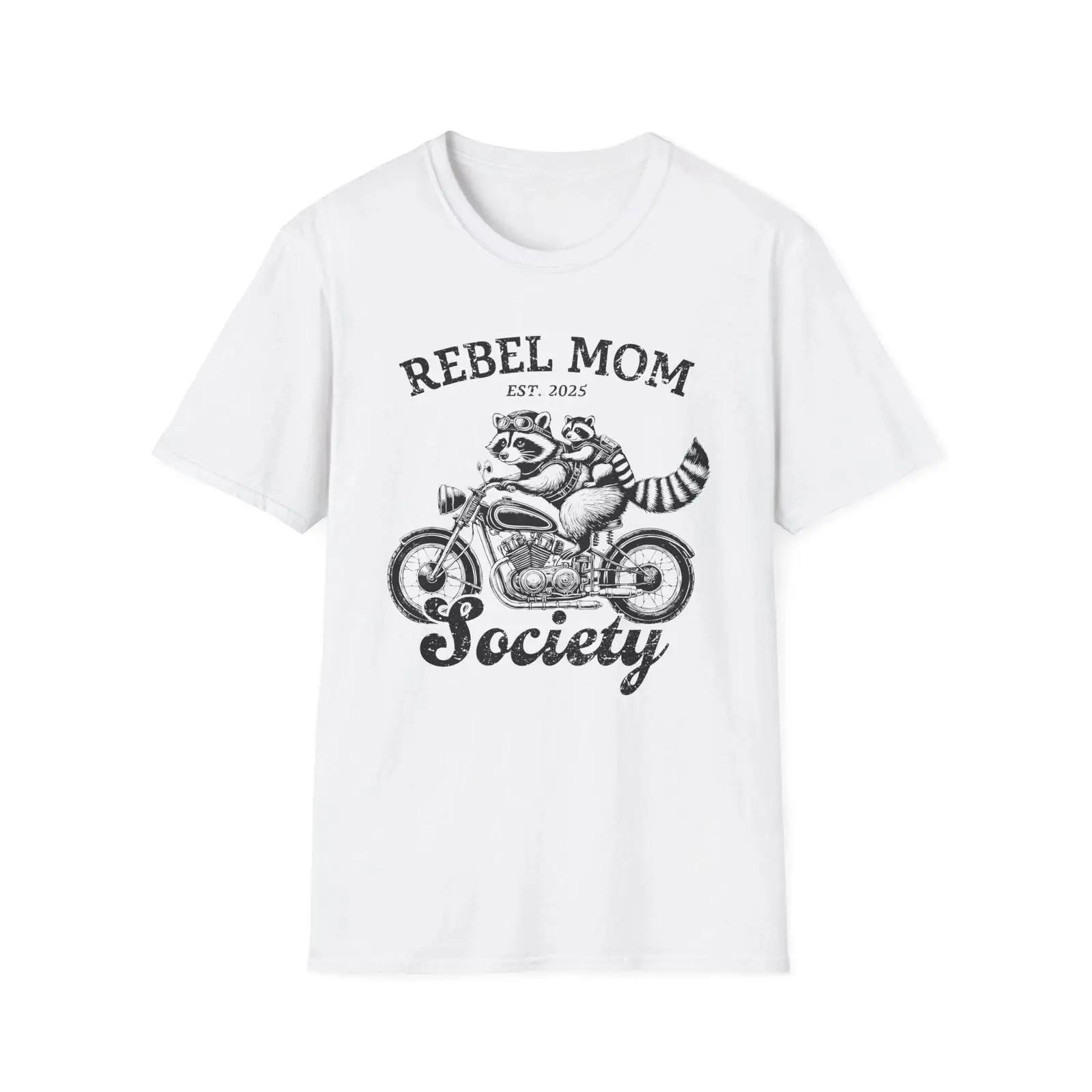 

Rebel Mom Society T Shirt Motorcycle Raccoon vintage Washed Comfortable designer clothes Casual Soft Slightly homme Breathable 5XL різнокольоровий