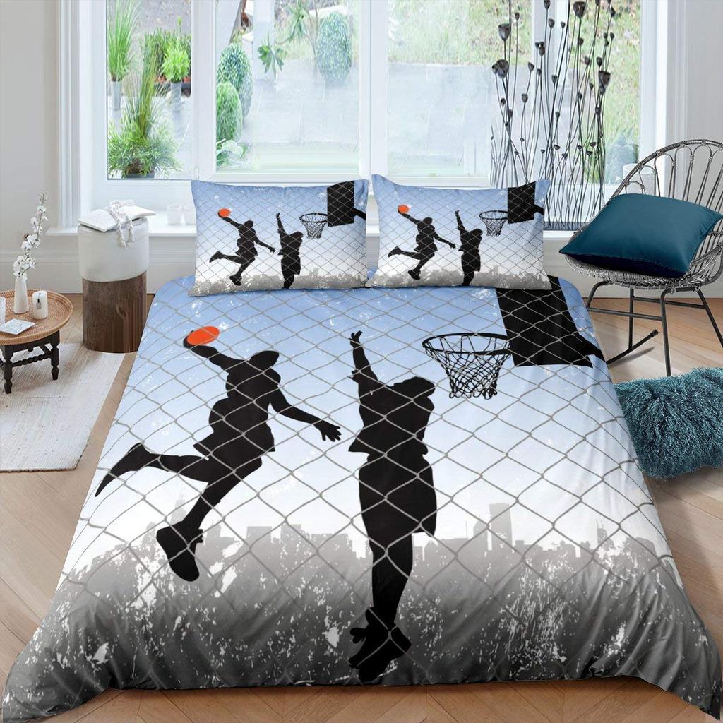 3D Basketball Duvet Cover King For Teen Boys Kids Fire Water Sports Bedding Set Ball Game Quilt Cover With Pillowcase