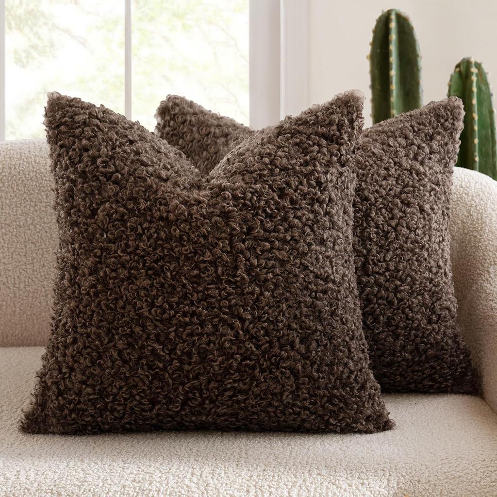 Thick Soft Lamb Wool Pillow Cover Solid Color Modern Simple Nordic Sofa Cushion For Cozy Home Decor