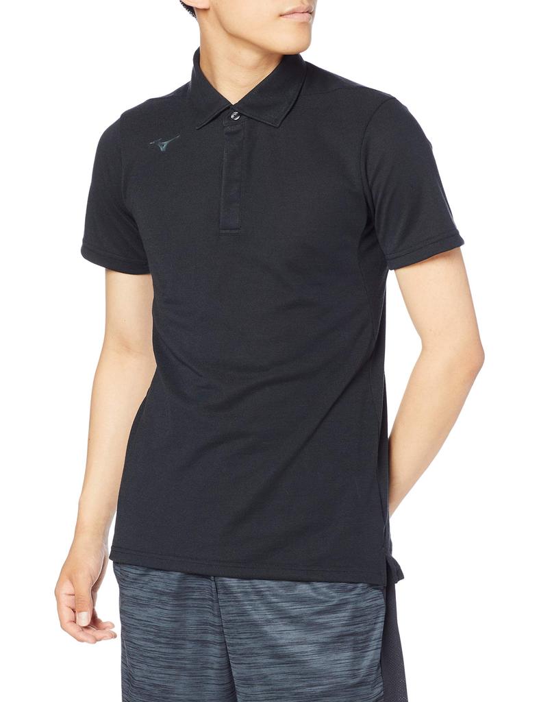 Mizuno Training Polo Short Size M Men's Shirt, Sleeve, Moisture-Wicking, Quick-Drying, Black, (32MA0083)