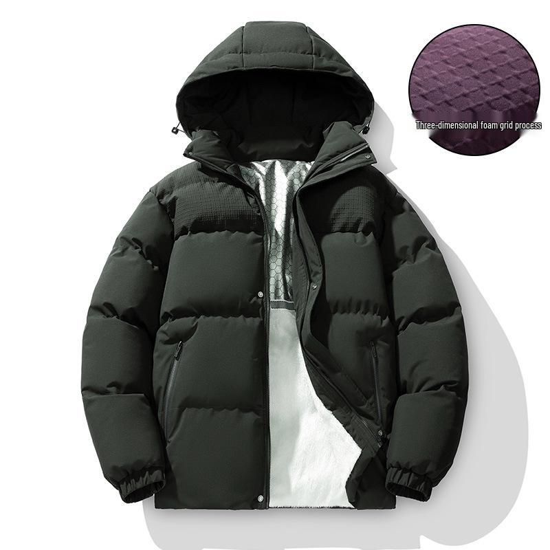 

Men s 2024 Winter Stand Collar Warm Cotton Jacket - Trendy Thickened Casual Outerwear 3XL темно-зелений колір