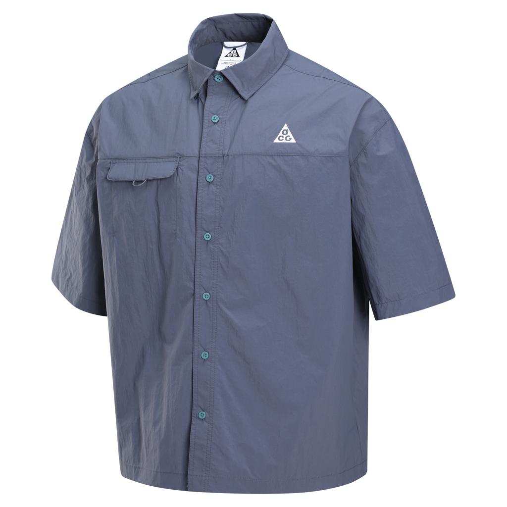Nike ACG Orb Weaver Repel Fashionable Versatile Sun Protection Short Sleeve Shirt Men Shirts Lightning-Blue Smoke-Grey Summit-White HJ2884437