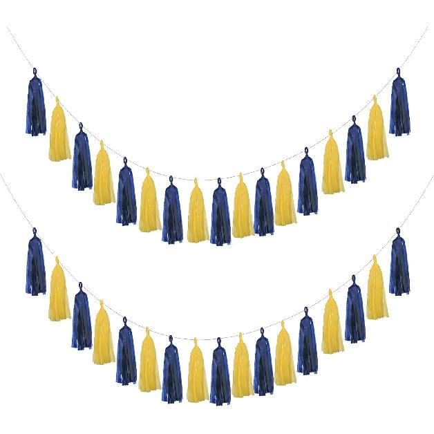 20PCS Blue and Yellow Graduation Decorations Blue and Yellow Tassel Garland for Party Decorations