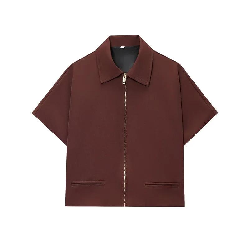 

Women s Cropped Jacket Short Sleeve Varsity Jackets for Women Summer Zip up in Coats and Jackets Holiday Outerwears M коричневий