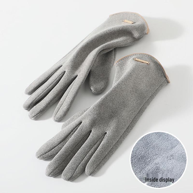 Premium Women's Fleece Touchscreen Gloves - Warm & Stylish for Fall/Winter, Korean Design