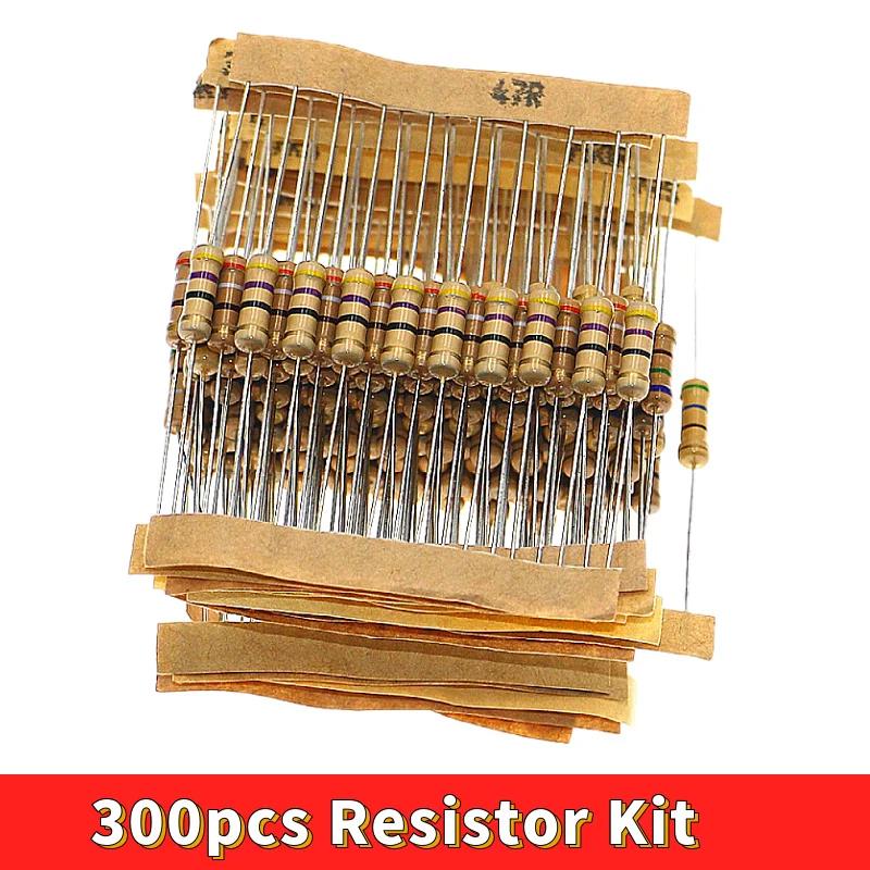 300pcs 30Value Resistor Kit 1W 5% Carbon Film Resistance 0.1-750 ohm Assorted kit Set 10pcs Each Value