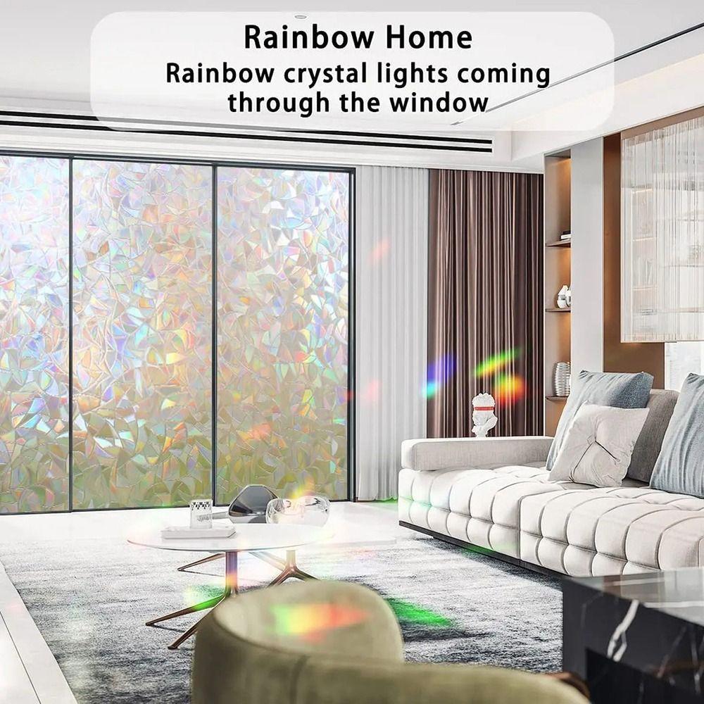 1 Rolle 30/40/50/60cm Fensterfolie Milchglas Sichtschutzaufkleber Duschfenster Regenbogen Dekoration