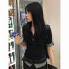 Magliette da Donna Top Chic Colore a Contrasto Plaid Top Moda Casual