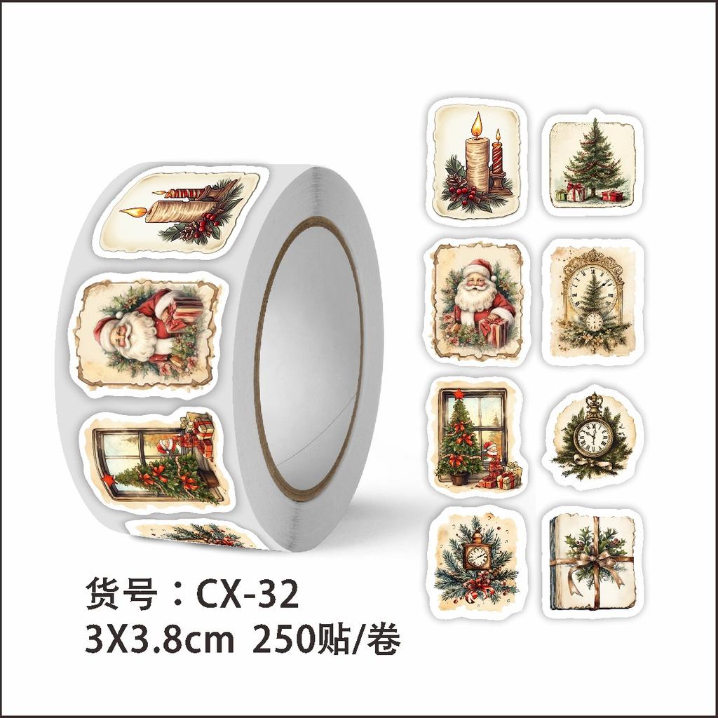 250 STÜCK Original, Neuer Retro-Stil, Weihnachtsaufkleber, Weihnachtsgeschenke, Dekorative Aufkleber, Umschlag- und Grußkartensiegel