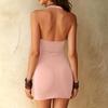Women's Fashion Casual Solid Halter Bodycon Mini Dress Sleeveless Stretchy Slim Fit Clubwear