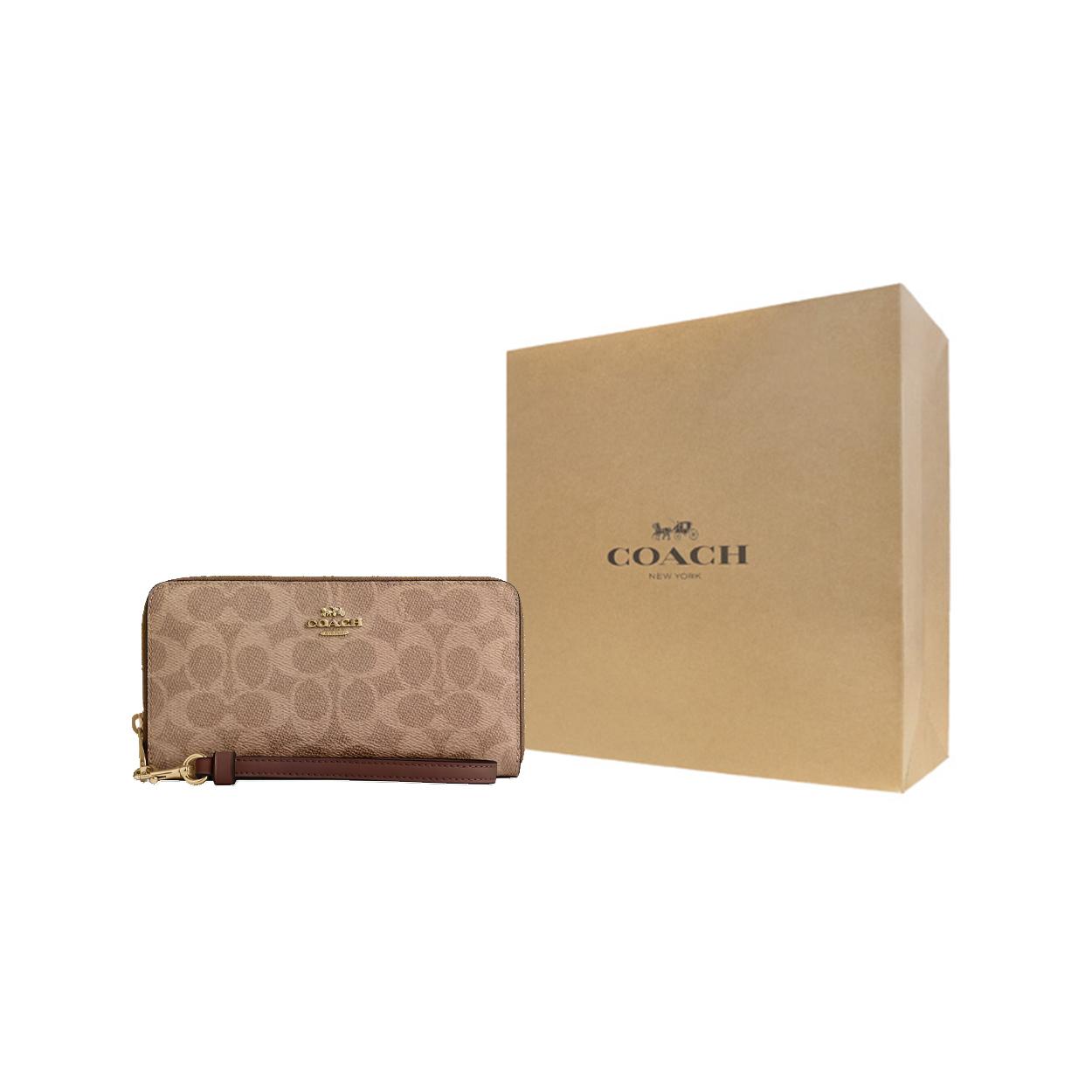 COACH Coated Canvas Wallet Regular Womens Tan Brown One Size жёлтый
