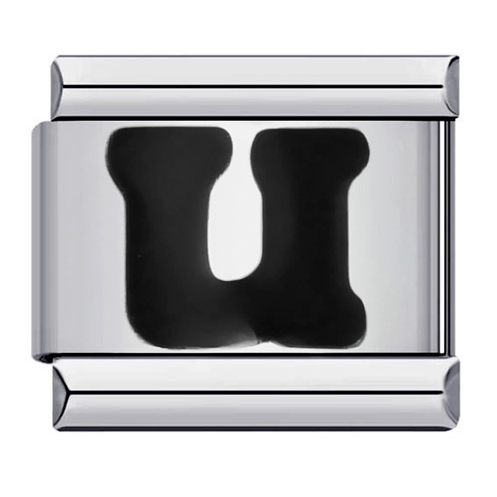 

Итальянский браслет-шарм с инициалом из черной нержавеющей стали