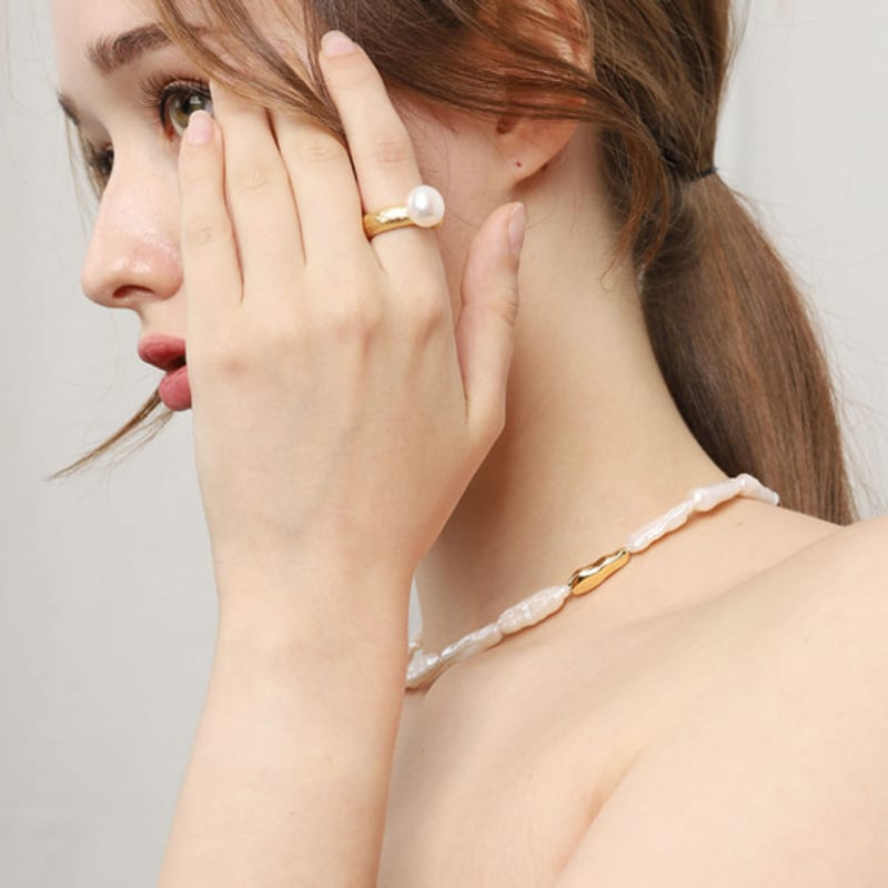 Ozel [Custom Made] Silver925 Signature Texture Peral PS022-2R