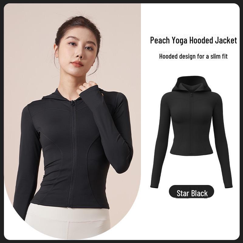 Giacca da Yoga con Cappuccio Slim-Fit Juyitang - Alta Elasticità, Nude, Cardigan a Maniche Lunghe