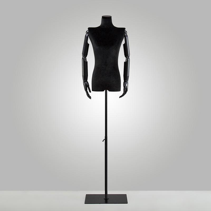 Korean Style Black Off-Shoulder Women's Half Body Mannequin with Right Angle Shoulder and Full Body Display Stand