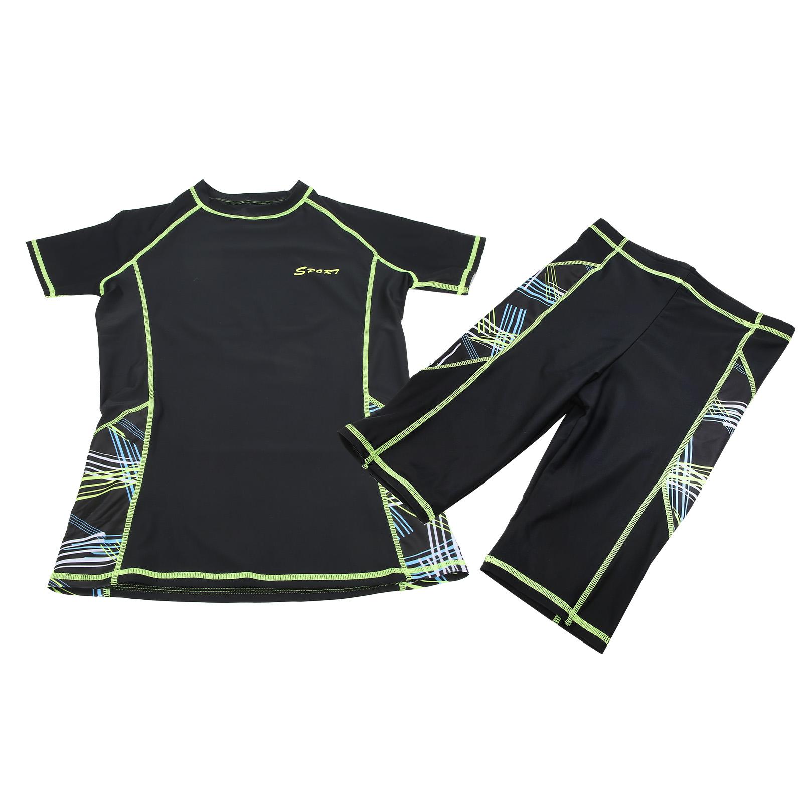 

Плавание рубашка с коротким рукавом и шорты 2 шт летний серфинг дайвинг костюм для мужчин L