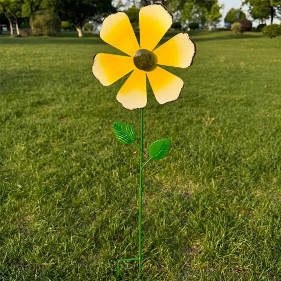 Windspiel für den Außenbereich Bunte Metallblumen-Windmühle Dekorative Blumen-Windräder Gartenstab für Hof Terrasse Rasen Gartendekoration