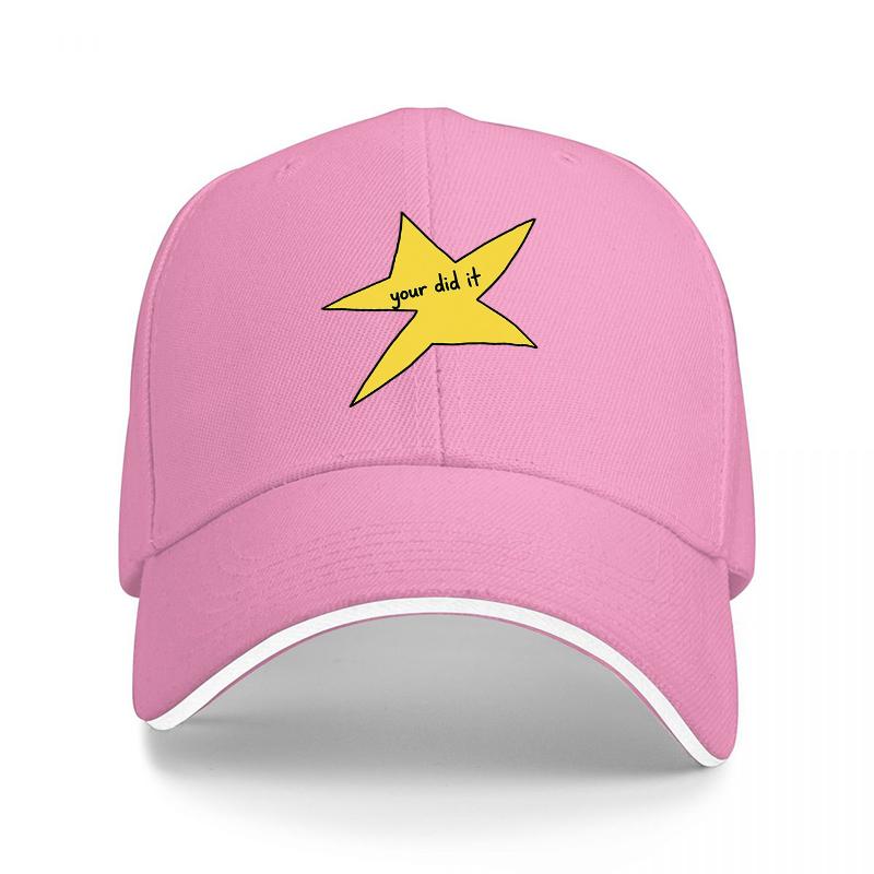 Your Did It Star Logo Black Baseball Cap with Yellow Embroidered Design for Everyday Wear and Fashion StateUnisext