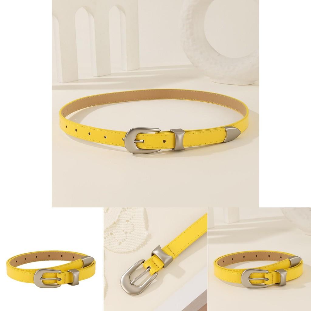 Simple Solid Color Metal Buckle Decoration Women Casual Belt