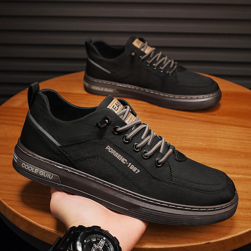 

Мужская повседневная обувь, дышащие белые кроссовки, модные теннисные туфли для вождения, прогулок, мужские туфли на плоской подошве для скейтбординга 44 чёрный