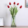 Artificial Tulip with Green Leaves Realistic Fake Flower Stem Wedding Party Table Centerpiece Indoor Outdoor Faux Bloom Decoration