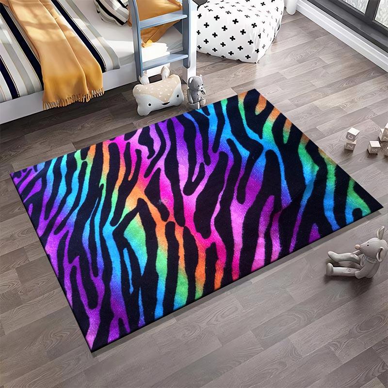 Colorful Zebra Stripes Pattern Carpet for Living Room or Bedroom Decor Suitable for use as an anti-slip for living room bedroom sofas