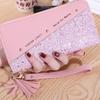 Tassel Pendant Women Long Purse PU Leather Square Card Bag Fashion Woman Clutch Wallet  Travel