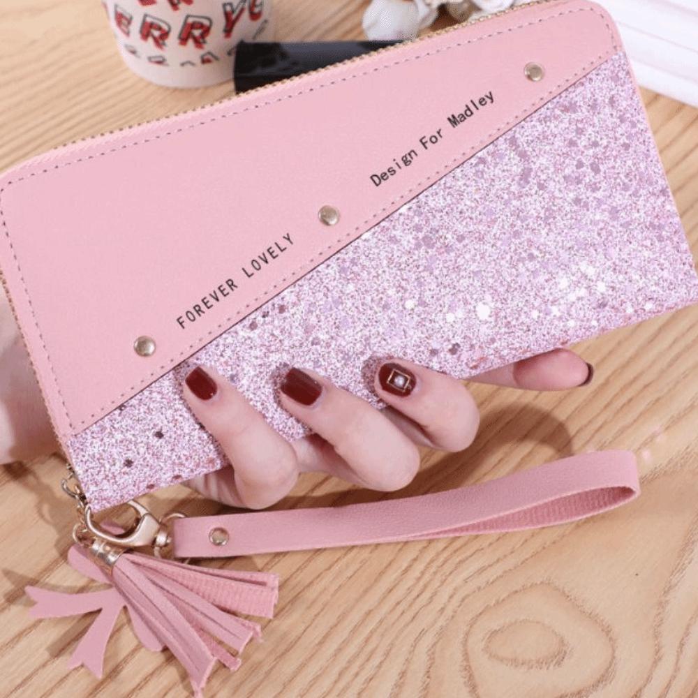 Tassel Pendant Women Long Purse PU Leather Square Card Bag Fashion Woman Clutch Wallet  Travel