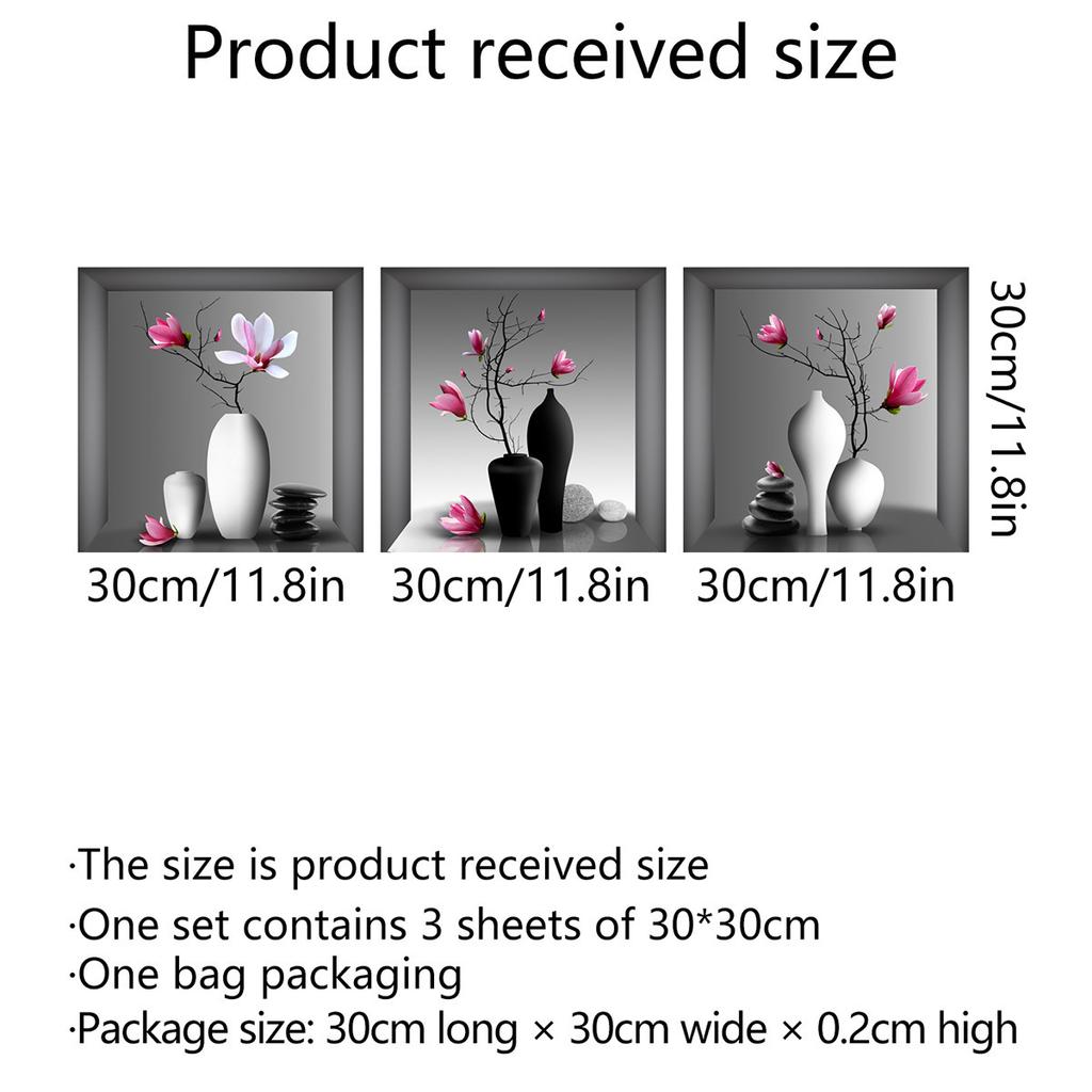 Grüner Pflanzen Wandaufkleber 3D Topfpflanze Blume Triptychon Malerei Poster Wohnzimmer Foyer Dekoration Wandloch Reparaturaufkleber