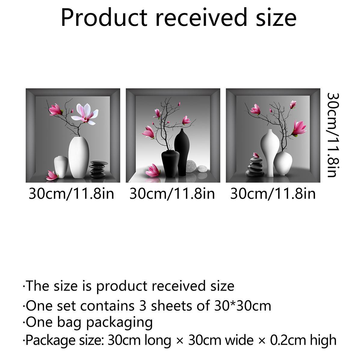 

Зеленое растение Наклейка на стену 3D Горшечное растение Цветок Триптих Картина Плакаты Гостиная Фойе Украшения Стены Отверстие Ремонт Наклейка