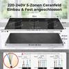 Glass Ceramic Hob, 5 Plates, 8400 W, Hob 90 Cm, with Oval Zone for Roasting Dish and Two Double Ring Zones, Touch Control